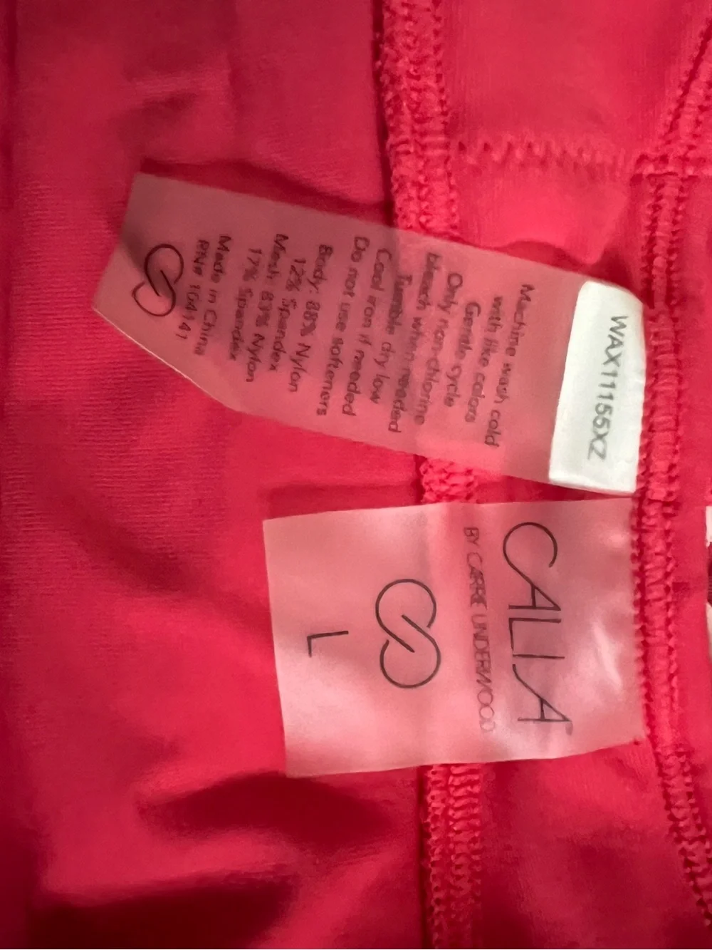 Calia Hot Pink High-Neck Scallop-Trim Sports Bra Lg - Picture 3 of 3